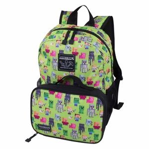 Minecraft Green Backpack & Detachable Lunch Bag